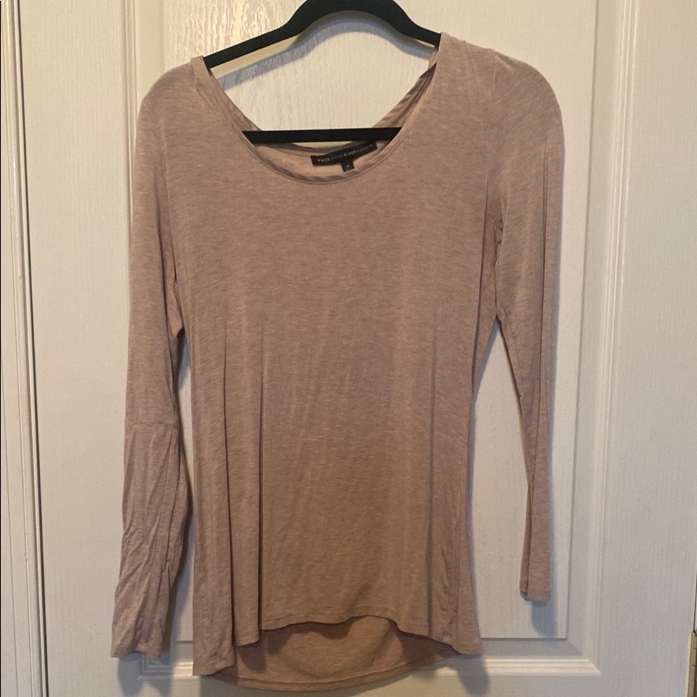 Tan Long Sleeve Scoop Neck Relaxed Blouse